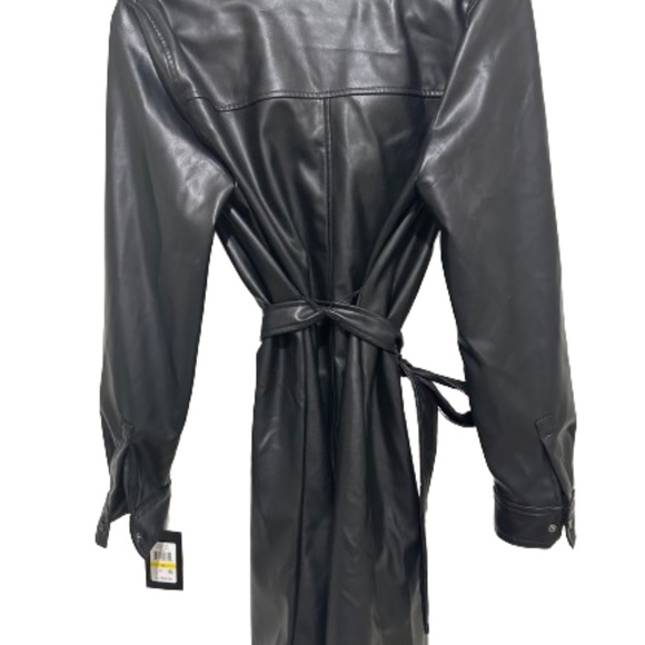 NWT_DKNY Long Sleeve Faux Leather Shirtdress  Snap-Closure Belted Medium - Picture 5 of 16